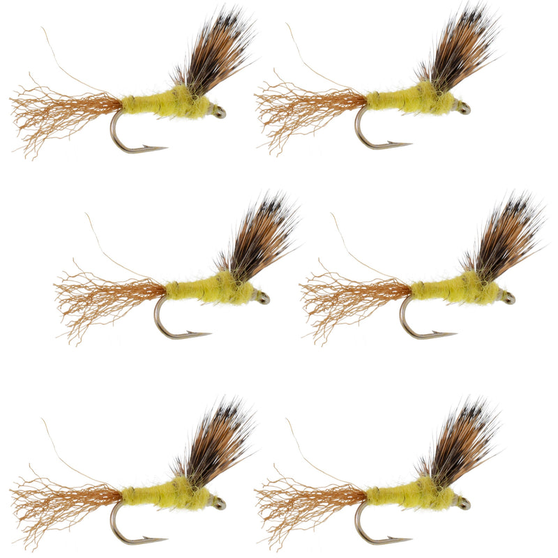 Load image into Gallery viewer, Sparkle Dun Pale Morning Dun PMD Yellow Body Mayfly 6 Flies Hook size 16