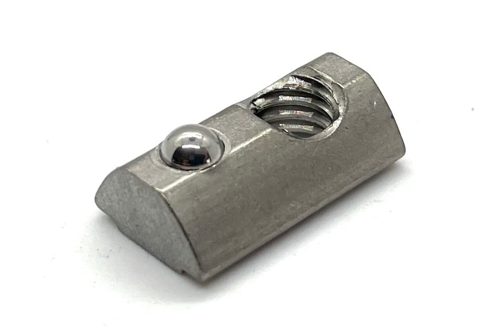 10S Self-Aligning Roll-In T-Nuts with Ball Spring – 304 Stainless Steel (1/4-20 Thread)