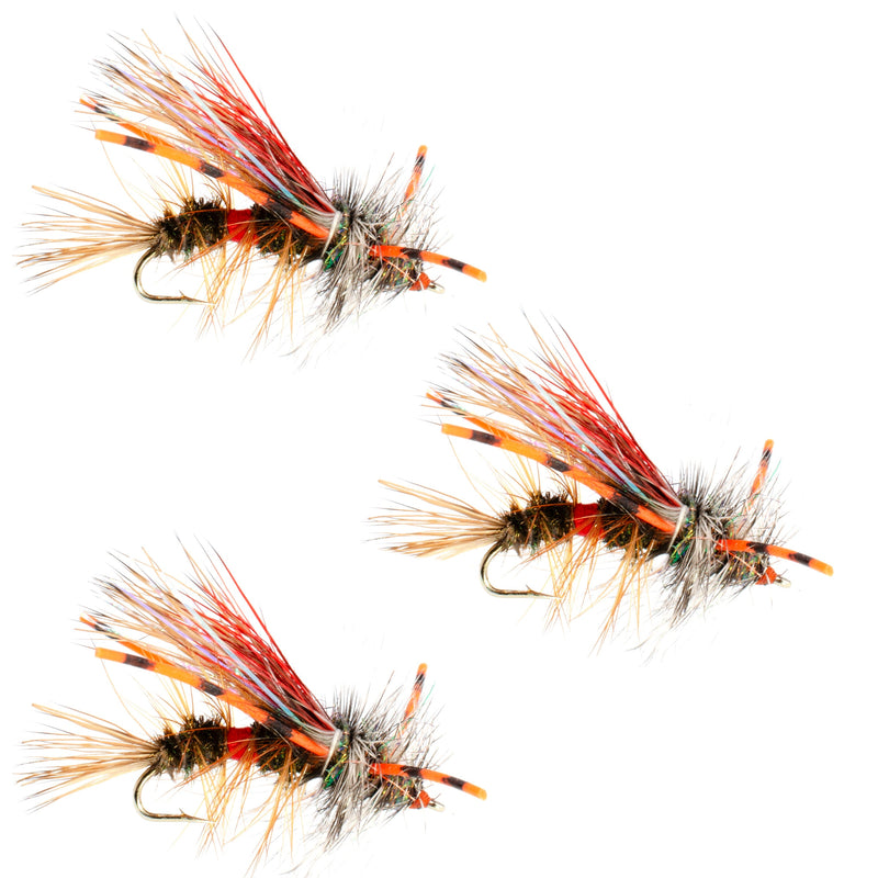 Load image into Gallery viewer, 3 Pack Kaufmann's Royal Crystal Stimulator Rubber Legs Dry Fly - Hook Size 8
