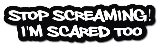 STOP SCREAMING I'M SCARED TOO HELMET DECAL