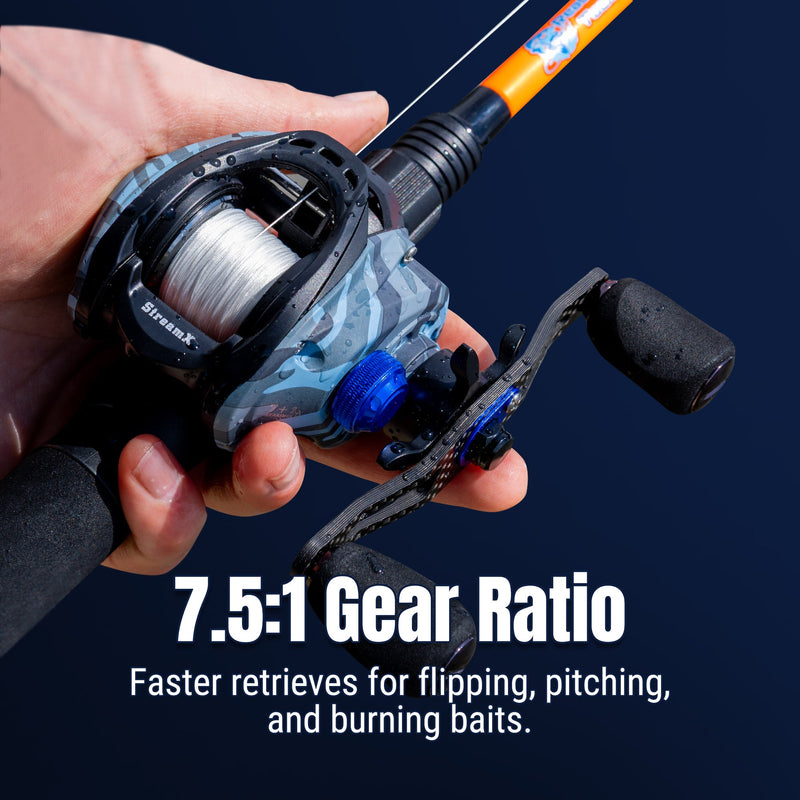 Load image into Gallery viewer, Reaction Tackle Baitcasting Fishing Reel- StreamX Edition- 7.5:1 Gear Ratio