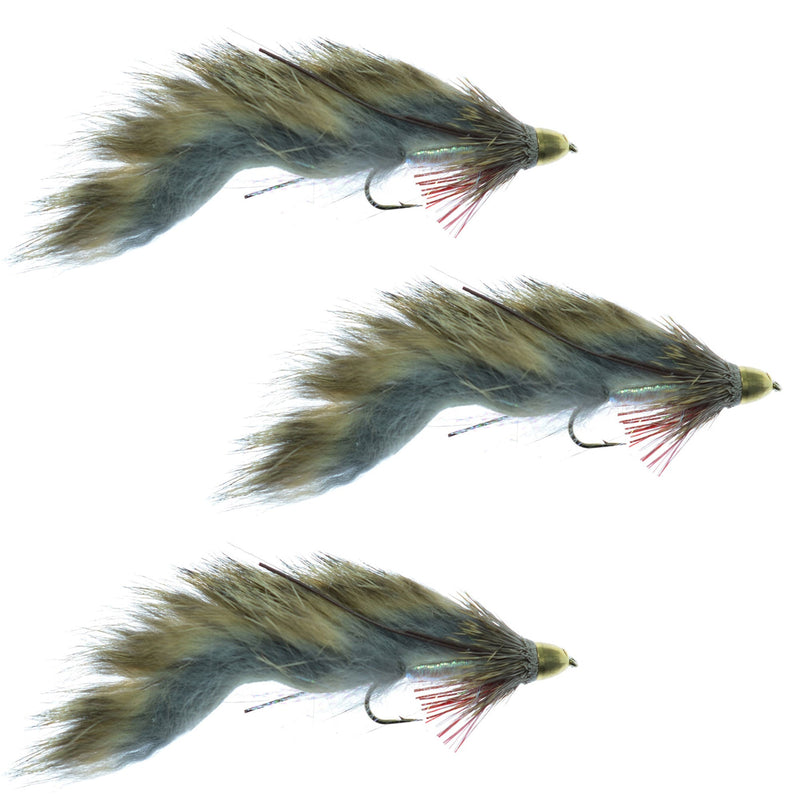 Load image into Gallery viewer, 3 Pack Cone Head Zuddler Trout and Bass Streamer Fly - Natural - Size 4