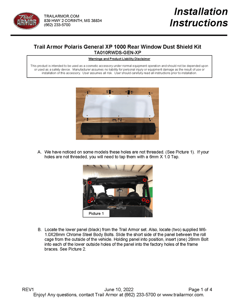 Load image into Gallery viewer, Trail Armor Rear Window Dust Shield for 2020-23 Polaris General XP 1000 Model