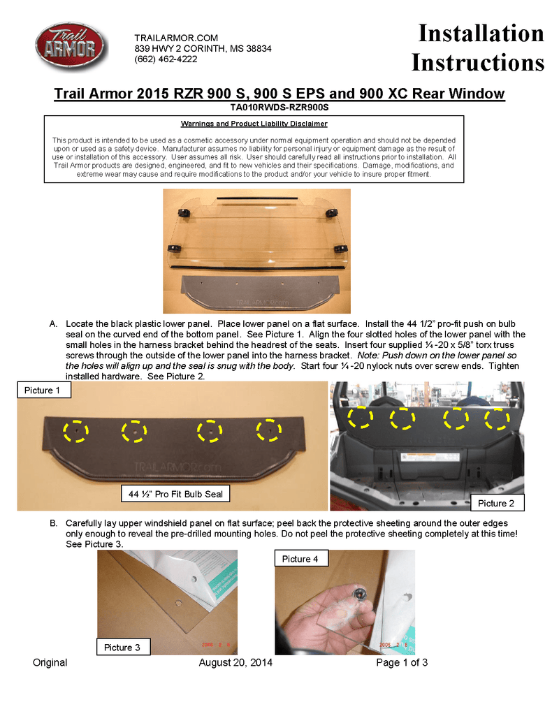 Load image into Gallery viewer, Trail Armor Rear Window Dust Shield for 2015-17 Polaris RZR 900 / RZR TRAIL Model