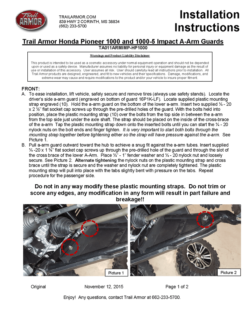 Load image into Gallery viewer, Trail Armor iMpact A-Arm Guard for 2016-21 Honda Pioneer 1000 / Pioneer 1000-5
