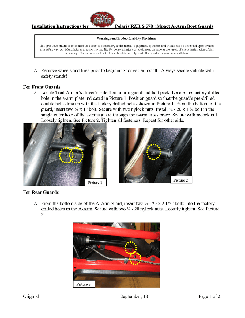 Load image into Gallery viewer, Trail Armor iMpact A-Arm CV Front & Rear Boot Guards for 2017 Polaris RZR S 570