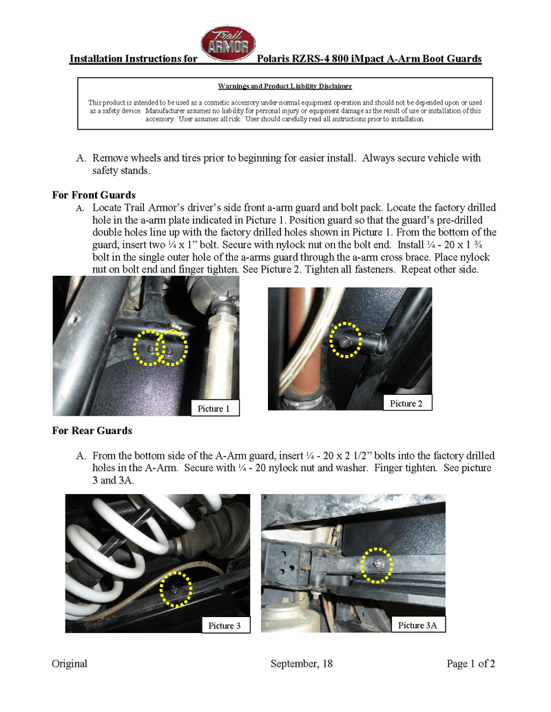 Load image into Gallery viewer, Trail Armor iMpact A-Arm CV Front & Rear Boot Guards UHMW for 2009-14 Polaris RZRS Model