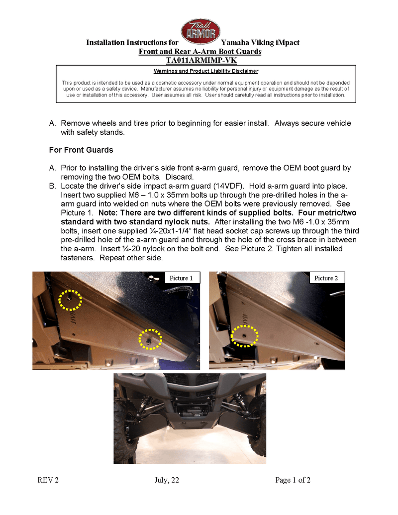 Load image into Gallery viewer, Trail Armor iMpact A-Arm CV Front and Rear Boot Guards for 2014-21 Yamaha Viking / Viking VI