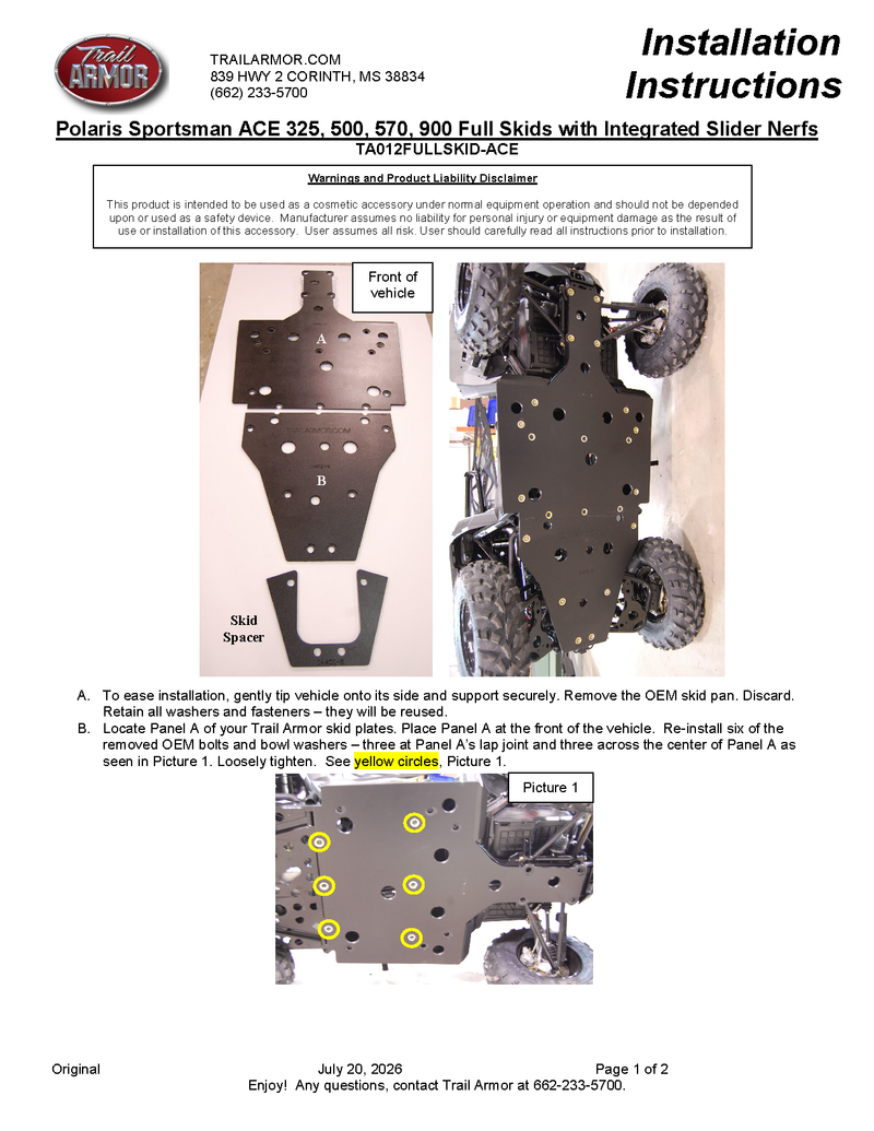 Load image into Gallery viewer, Trail Armor Polaris Sportsman ACE 325, 500, 570, 570 SP, 900 and 900 XC Full Skids
