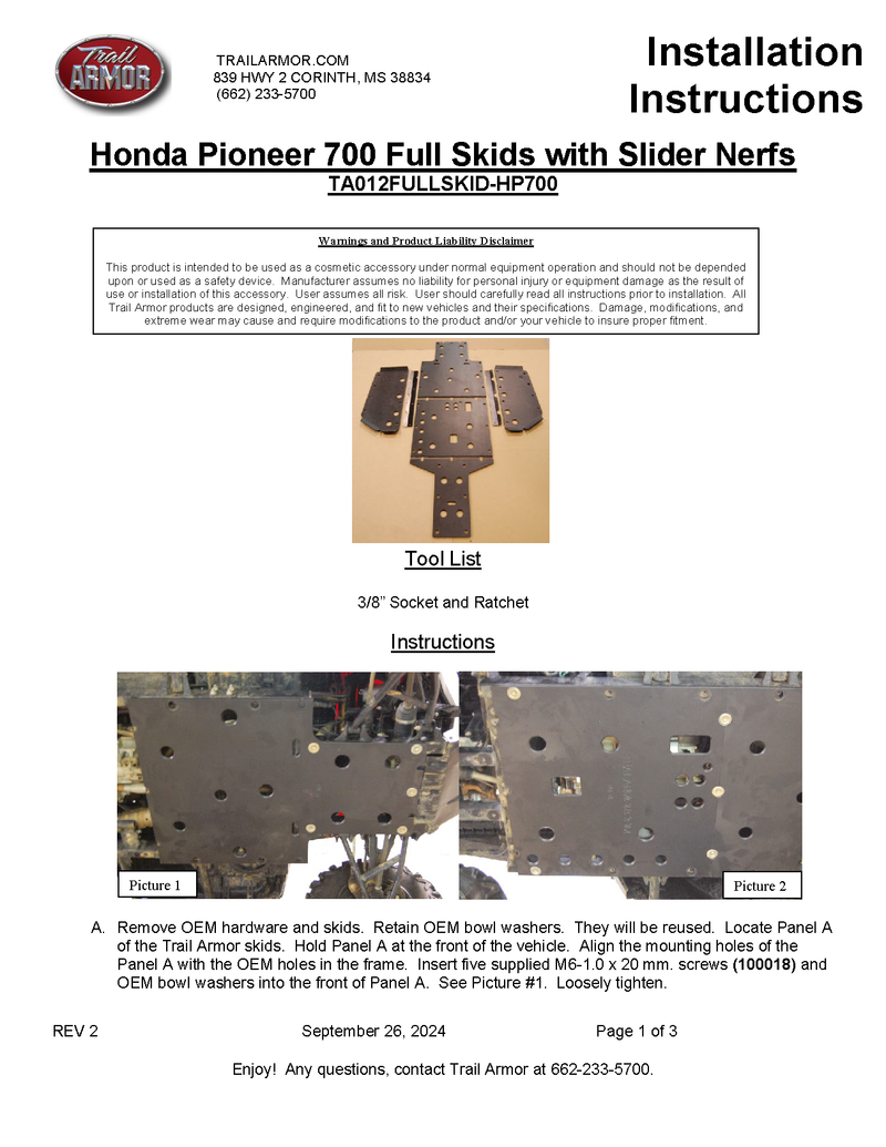 Load image into Gallery viewer, Trail Armor 2014 - 2025 Honda Pioneer 700, 2017 - 2025 Pioneer 700 Deluxe, 2025 Pioneer 700 Forest Full Skids