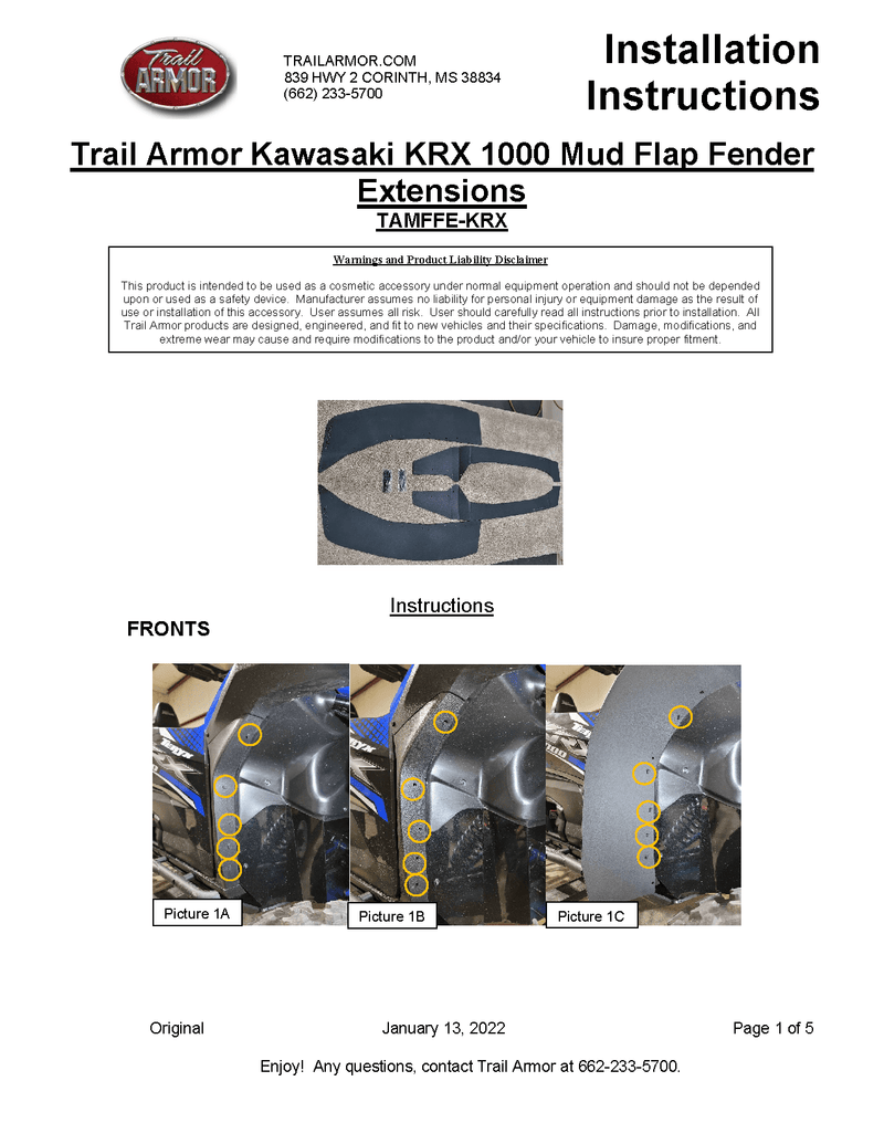 Load image into Gallery viewer, Trail Armor Kawasaki Mud Flap Fender Extensions for 2020+ Teryx KRX 1000