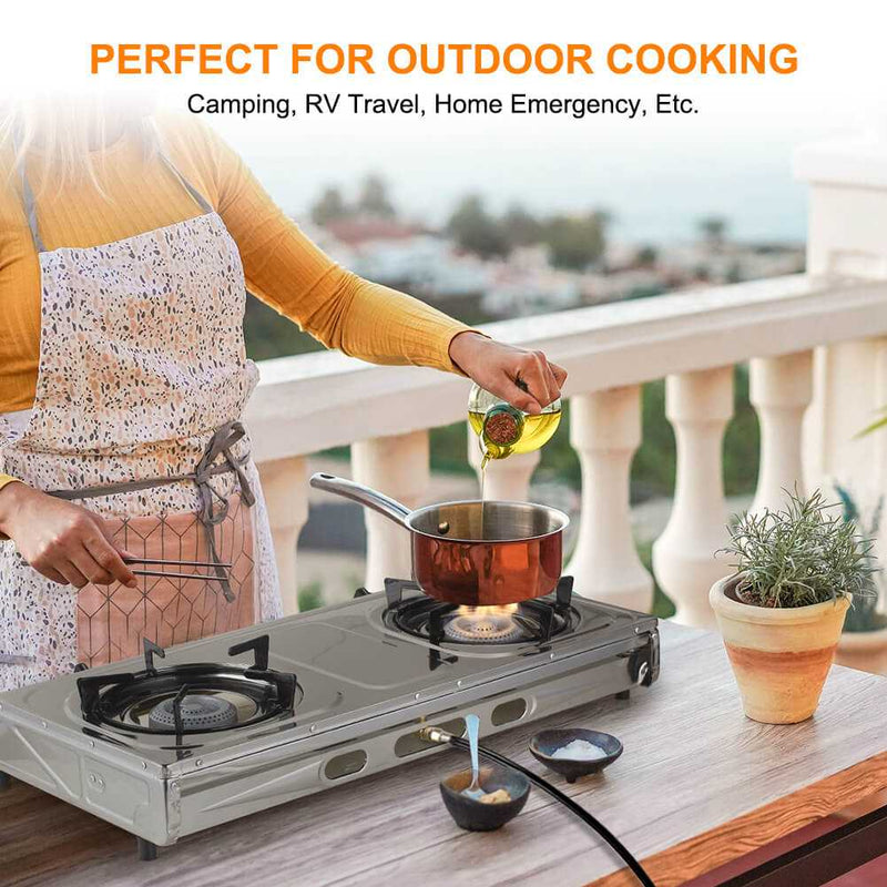 Load image into Gallery viewer, Camplux 2 Burners 19,600 BTU Outdoor Gas Stove with Auto Ignition