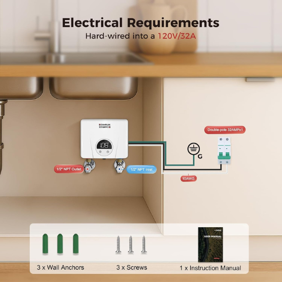 Load image into Gallery viewer, Camplux On Demand Hot Water Heater Electric 120V - 3.5kW | White