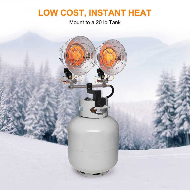 Load image into Gallery viewer, Camplux Tank Top Heater, Double Burner 30000 BTU Outdoor Propane Heater, Tip Over Switch, Heavy Duty Steel