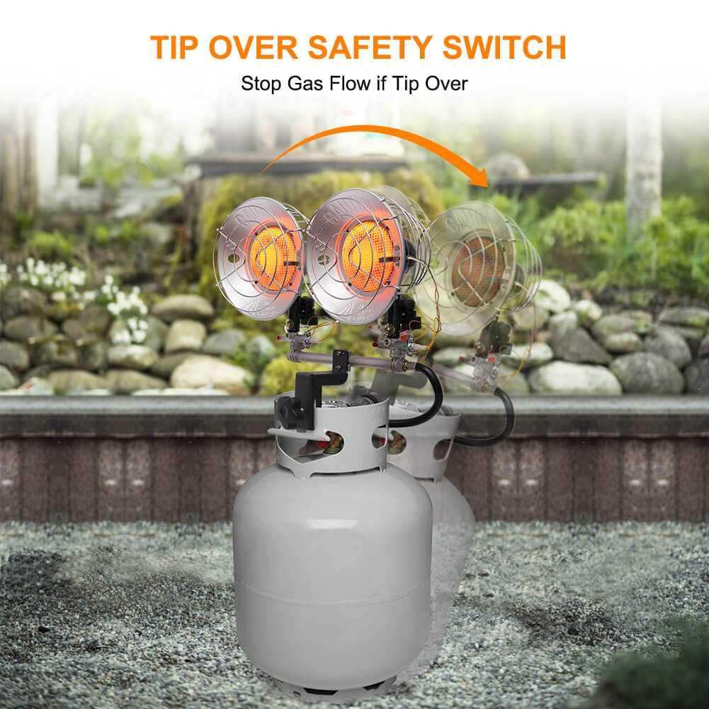 Propane Tank Top Heater, Camplux Outdoor Tanktop Heater with Tip-Over Switch for Garage, Camping, Hunting, Double Burner Heavy Duty Steel 30,000 BTU - Skoutley Outdoors LLC