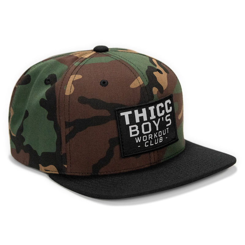 Load image into Gallery viewer, Thicc Boys Workout Club Patch Flatbill Snapback Hat