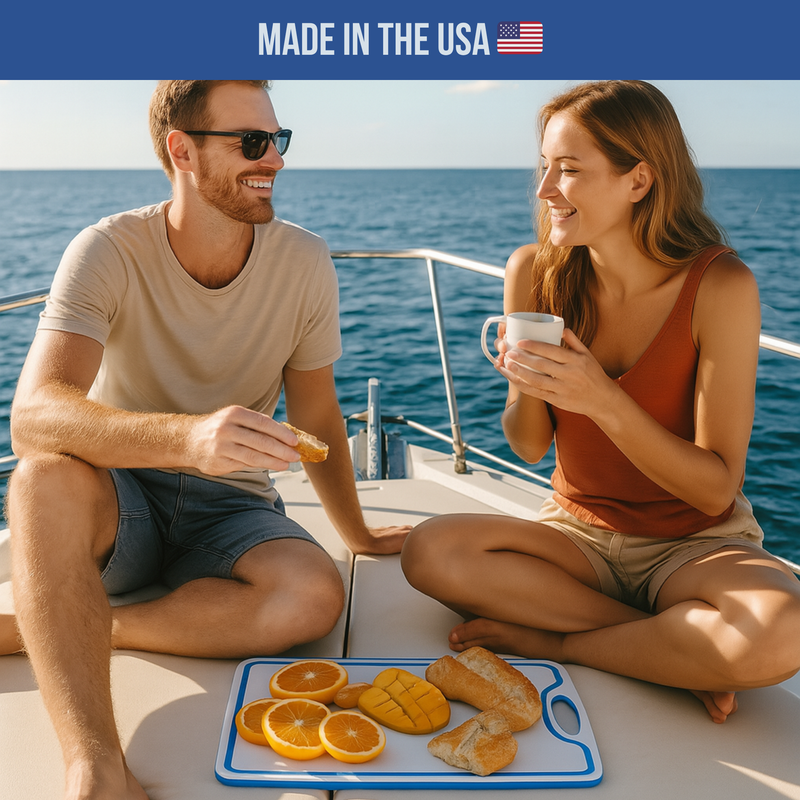 Load image into Gallery viewer, Made in the USA | Premium Cutting Board | Textured 1/2 inch HDPE UV Protected | Non-Skid or Mark Rubber Feet | Great for Boats & any Counter-top