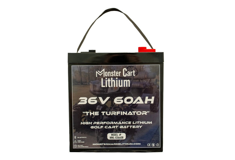 Load image into Gallery viewer, 36V 60AH & charger - "THE TURFINATOR" - BLUETOOTH HIGH PERFORMANCE LITHIUM GOLF CART BATTERY - GC2 GROUP