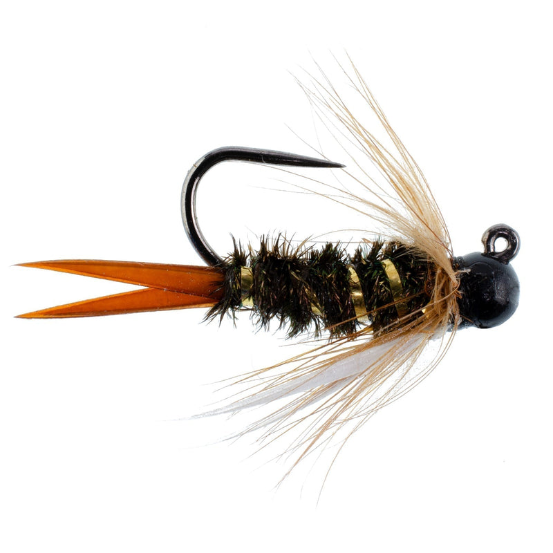Load image into Gallery viewer, Black Tungsten Bead Prince Jig Tactical Czech Nymph Euro Nymphing Fly - 1 Dozen Flies Size 10
