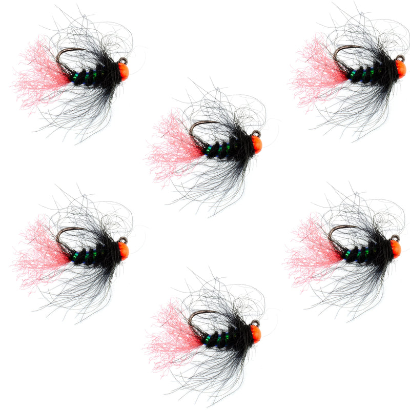 Load image into Gallery viewer, Tungsten Hot Bead Jig Tactical Blow Torch Czech Nymph Euro Nymphing Fly - 6 Flies Size 16