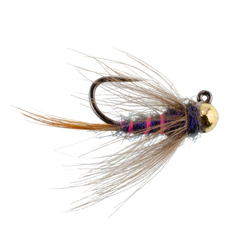 Load image into Gallery viewer, 3 Pack Tungsten Bead Duracell Jigged Czech Nymph Euro Nymphing Fly - Hook Size 12