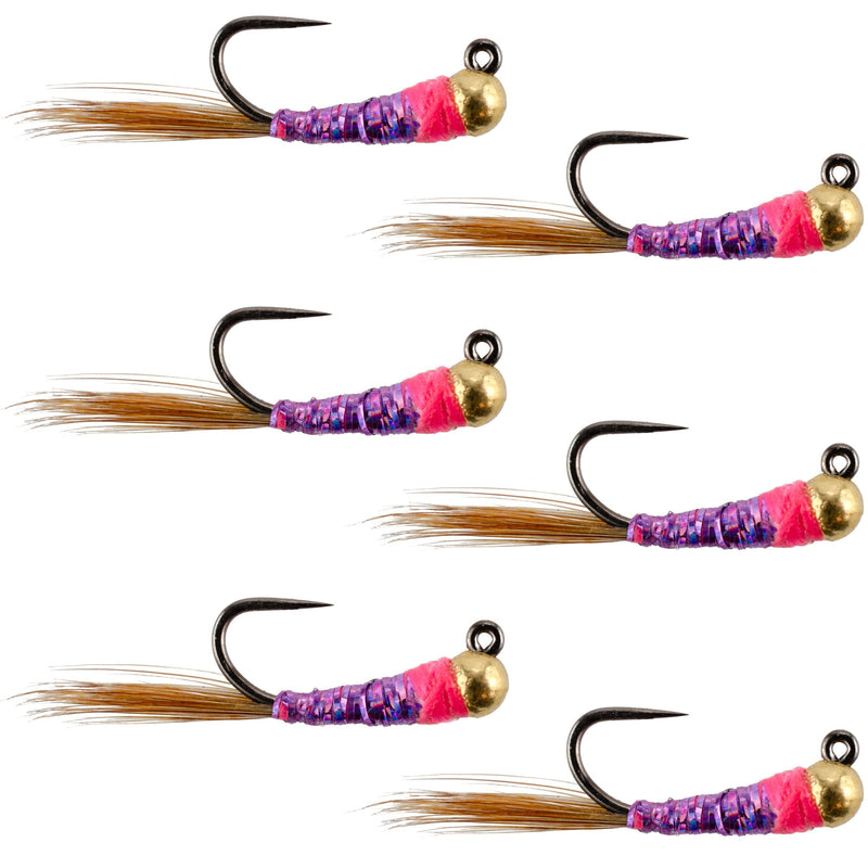 Load image into Gallery viewer, Tungsten Hot Spot Purple Perdigon Tactical Euro Nymph Fly - 6 Flies Size 18