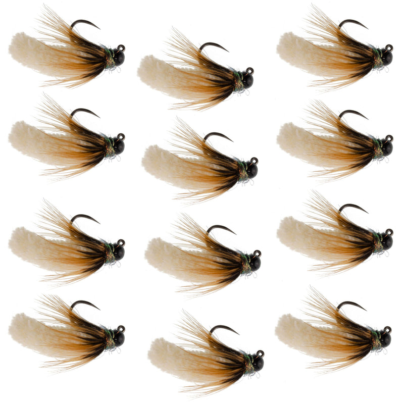 Load image into Gallery viewer, Tungsten Bead Cream Mop Fly Tactical Jigh Euro Nymph - 12 Flies Size 14