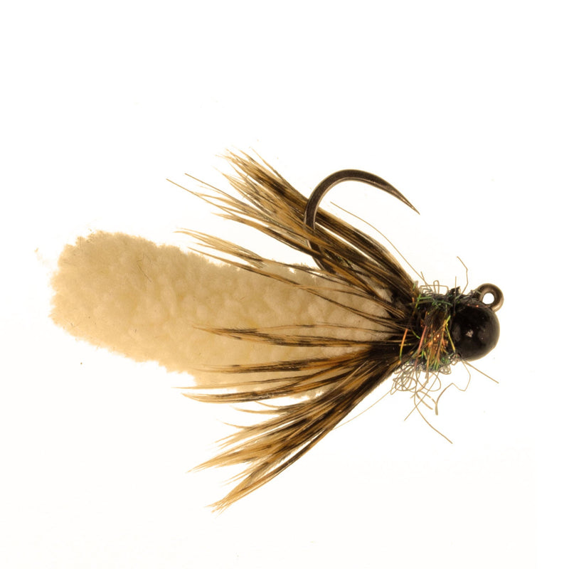 Load image into Gallery viewer, Tungsten Bead Tan Mop Fly Tactical Jig Czech Euro Nymph Barbless Fly 6 Flies - Size 14