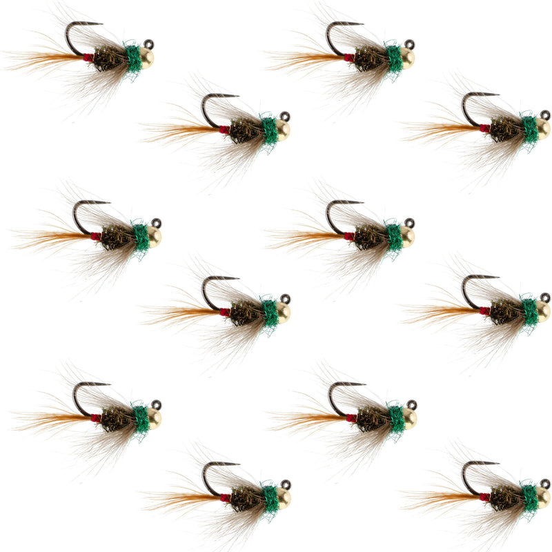 Load image into Gallery viewer, Tungsten Bead Tactical CDC Frenchie Nymph Euro Fly - 12 Flies Size 12