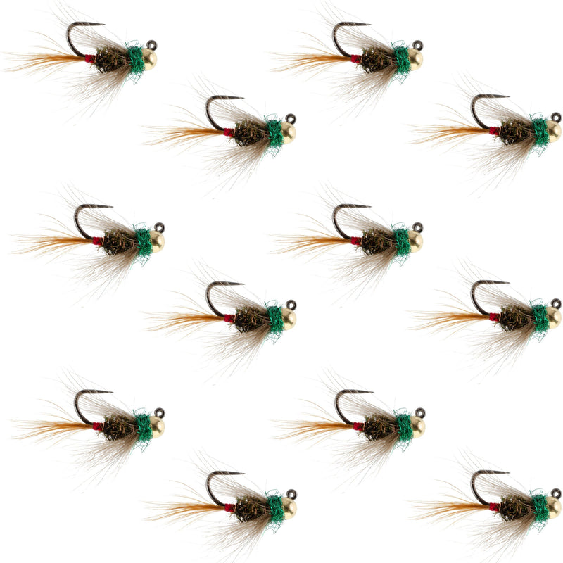 Load image into Gallery viewer, Tungsten Bead Tactical CDC Frenchie Nymph Euro Fly - 12 Flies Size 14