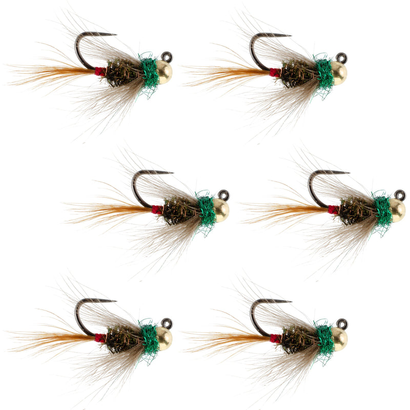 Load image into Gallery viewer, Tungsten Bead Tactical CDC Frenchie Czech Nymph Euro Jig - 6 Flies Size 14
