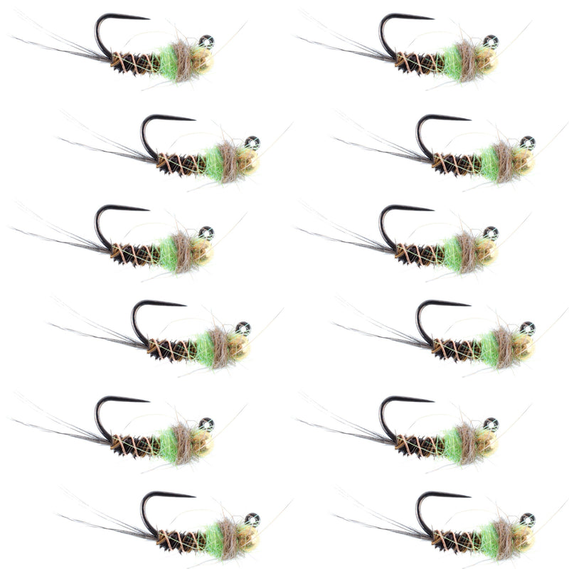 Load image into Gallery viewer, Tungsten Hot Spot Pheasant Tail Tactical Jig Euro Fly - 12 Flies Size 16