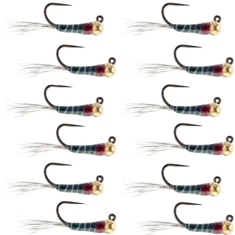 Load image into Gallery viewer, Tungsten Black Perdigon Tactical Jig Czech Euro Nymph - 12 Flies Size 18