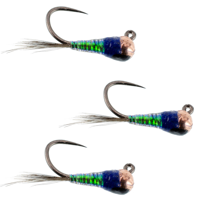 Load image into Gallery viewer, 3 Pack Tungsten Gasolina Perdigon Tactical Jig Euro Nymph Fly - Size 16