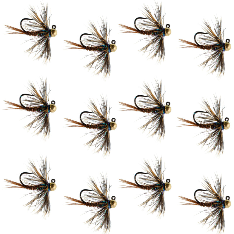 Load image into Gallery viewer, Tungsten Soft Hackle Pheasant Tail Tactical Euro Jig - 12 Flies Size 16