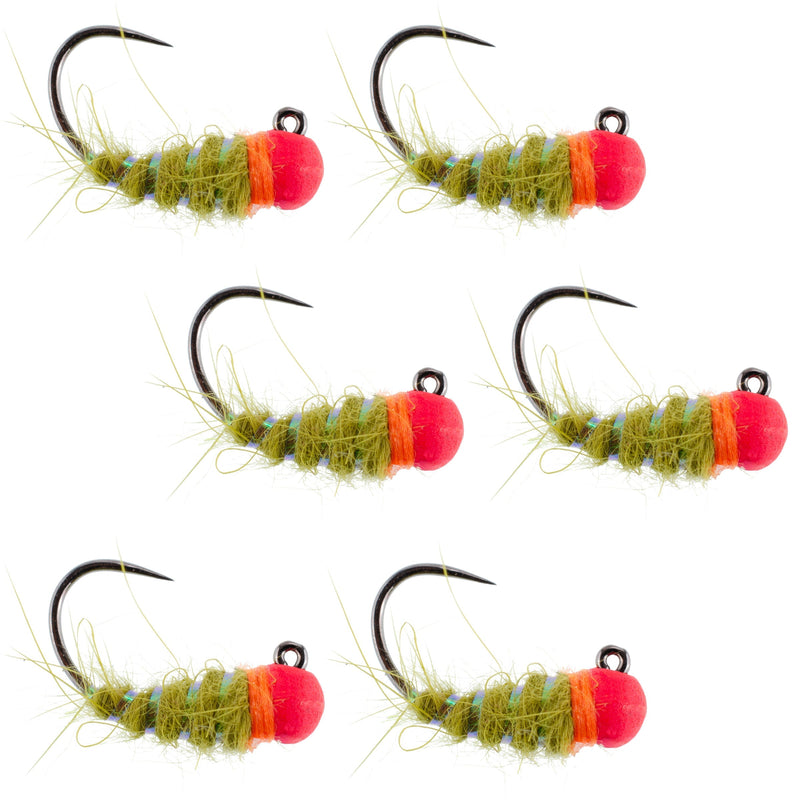 Load image into Gallery viewer, Tungsten Hot Bead Walt's Worm Jig Tactical Czech Nymph Euro Nymphing Fly - 6 Flies Hook Size 12
