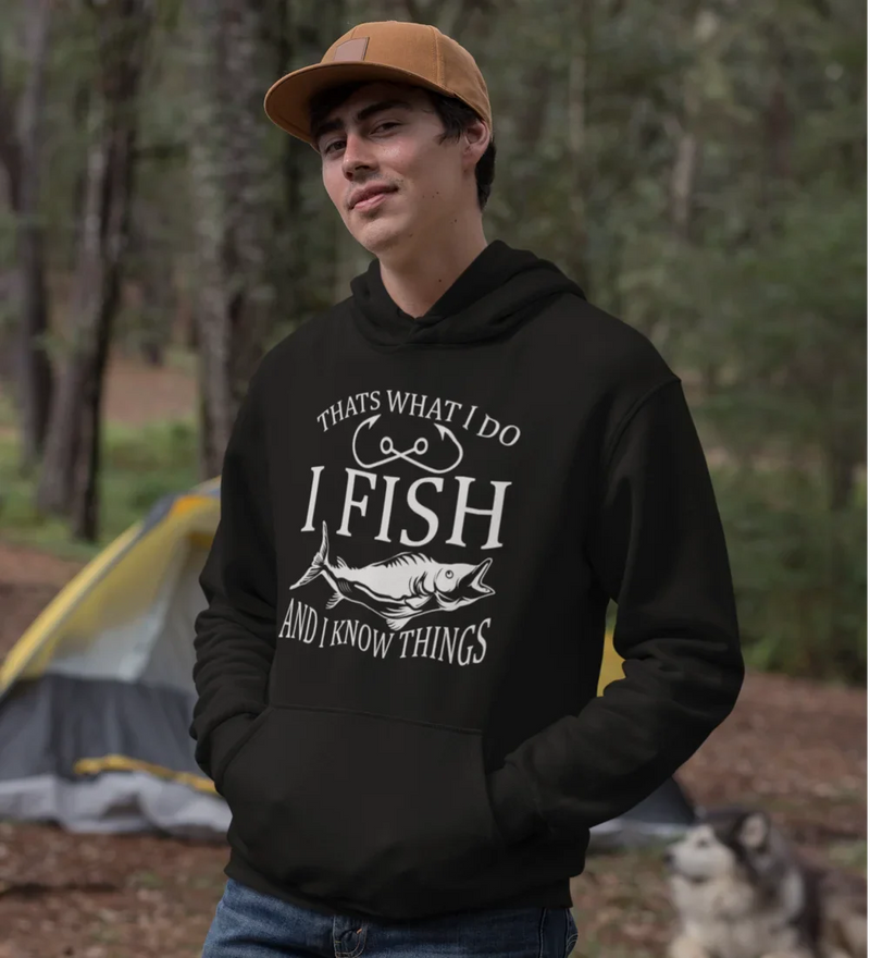 Load image into Gallery viewer, I Fish And Know Things Unisex Hoodie