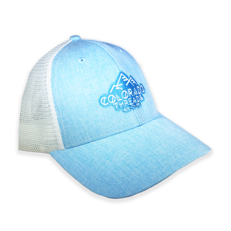 Load image into Gallery viewer, Threads Light Blue Trucker Hat