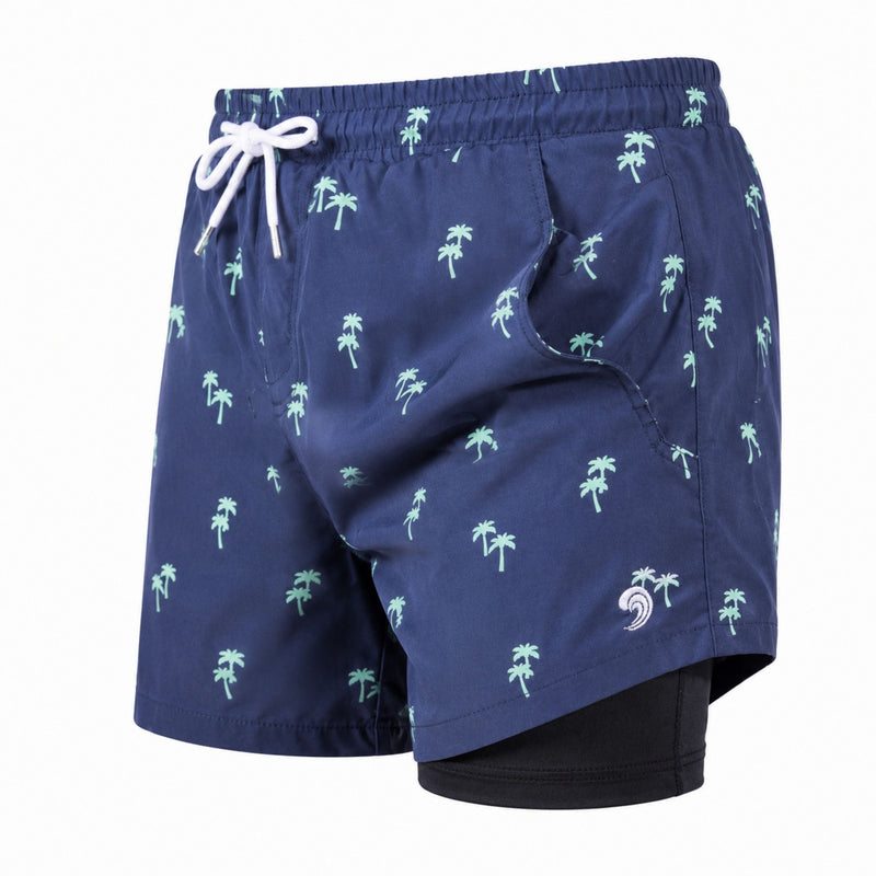 Load image into Gallery viewer, Tropical Trees - Waterproof Swim Shorts With A Waterproof Pocket