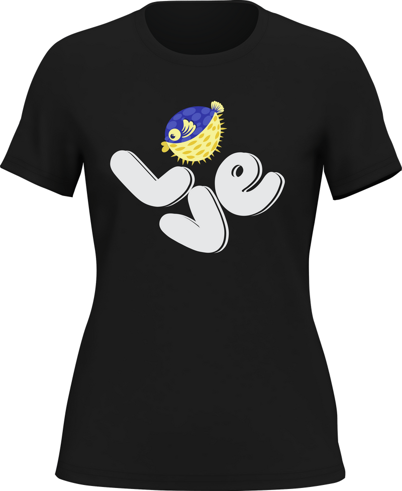 Load image into Gallery viewer, Love Fishing Blue Blowfish Globe T-Shirt for Women