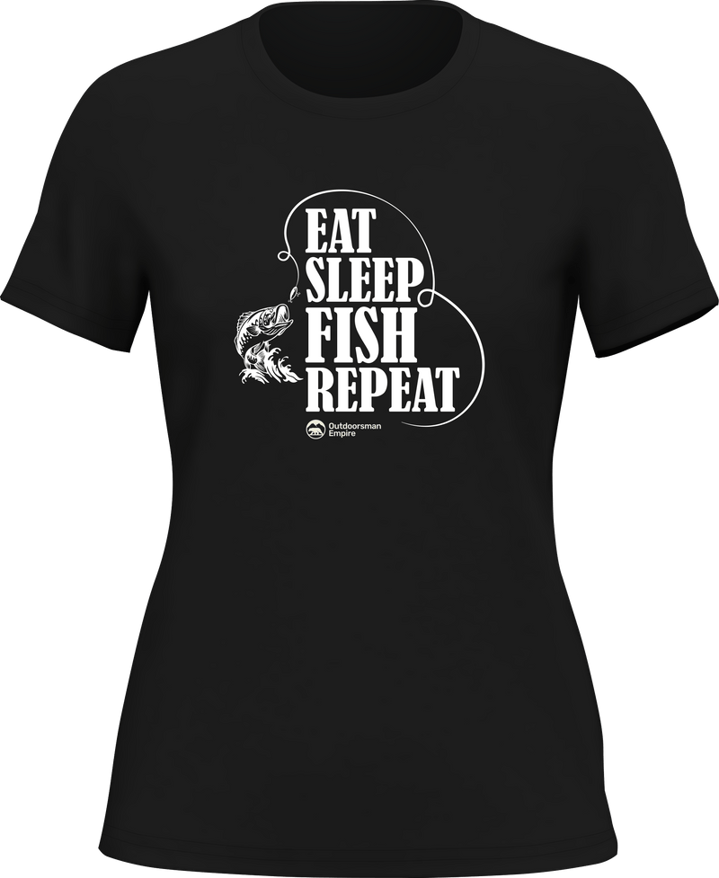 Load image into Gallery viewer, Eat Sleep Fish Repeat T-Shirt for Women