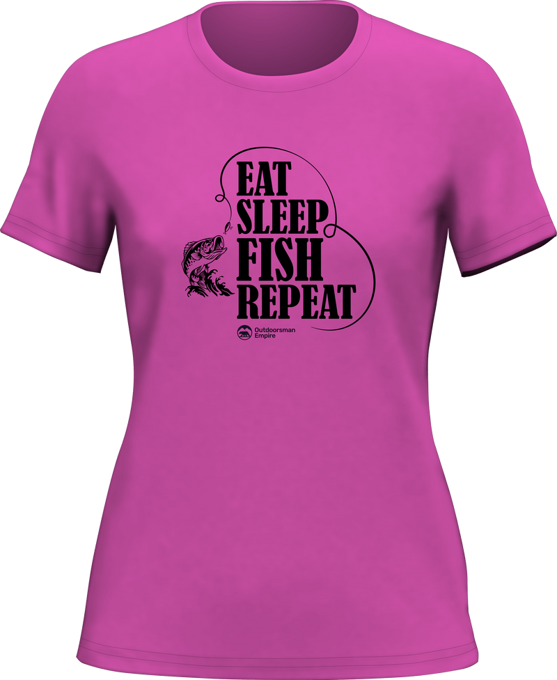 Load image into Gallery viewer, Eat Sleep Fish Repeat T-Shirt for Women