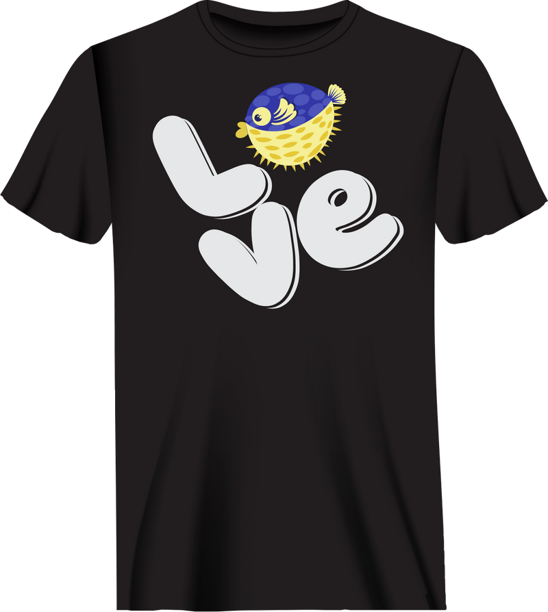 Load image into Gallery viewer, Love Fishing Blue Blowfish Globe Man T-Shirt