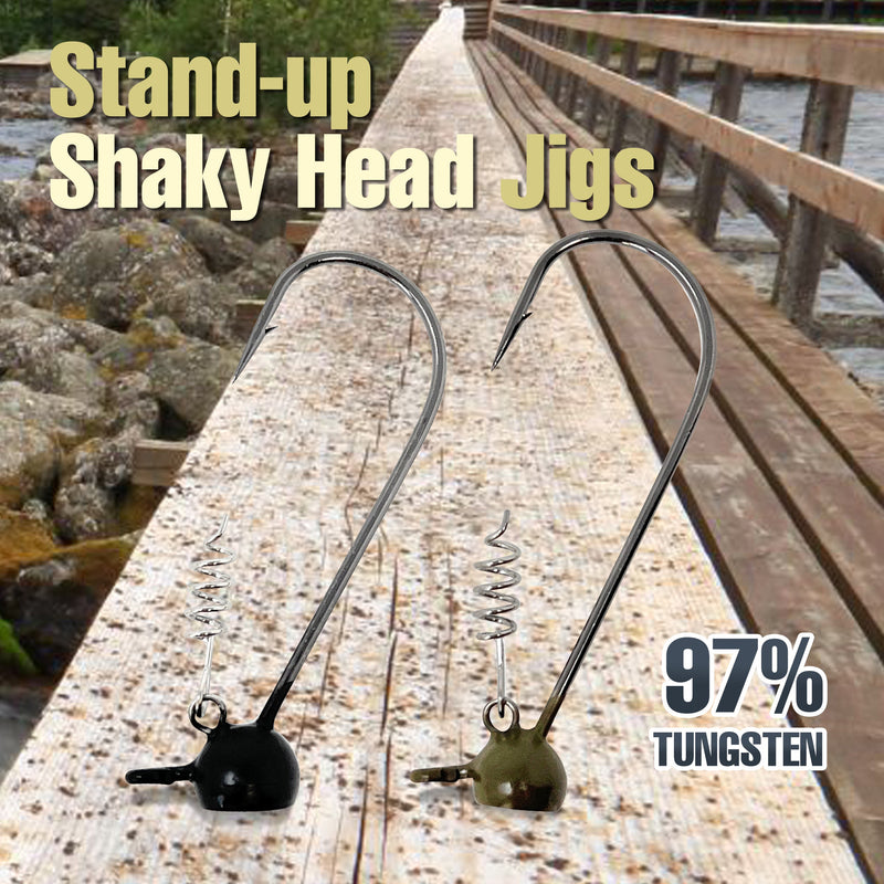 Load image into Gallery viewer, Reaction Tackle Tungsten Stand-Up Shaky Head Jigs (5 pack)