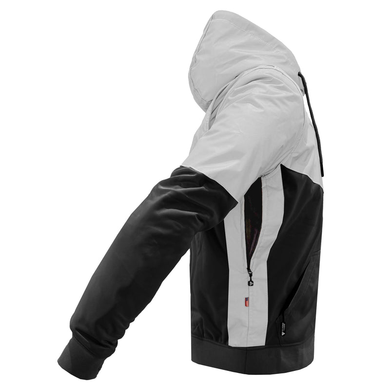 Load image into Gallery viewer, Ultra Reflective Hoodie "Alloy Eclipse" - Black and Silver