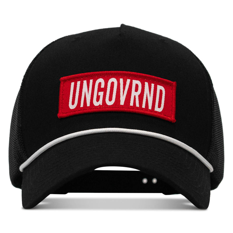 Load image into Gallery viewer, Ungovrnd Red Patch Rope Snapback Hat