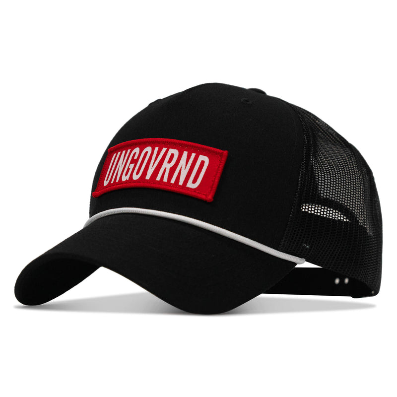 Load image into Gallery viewer, Ungovrnd Red Patch Rope Snapback Hat