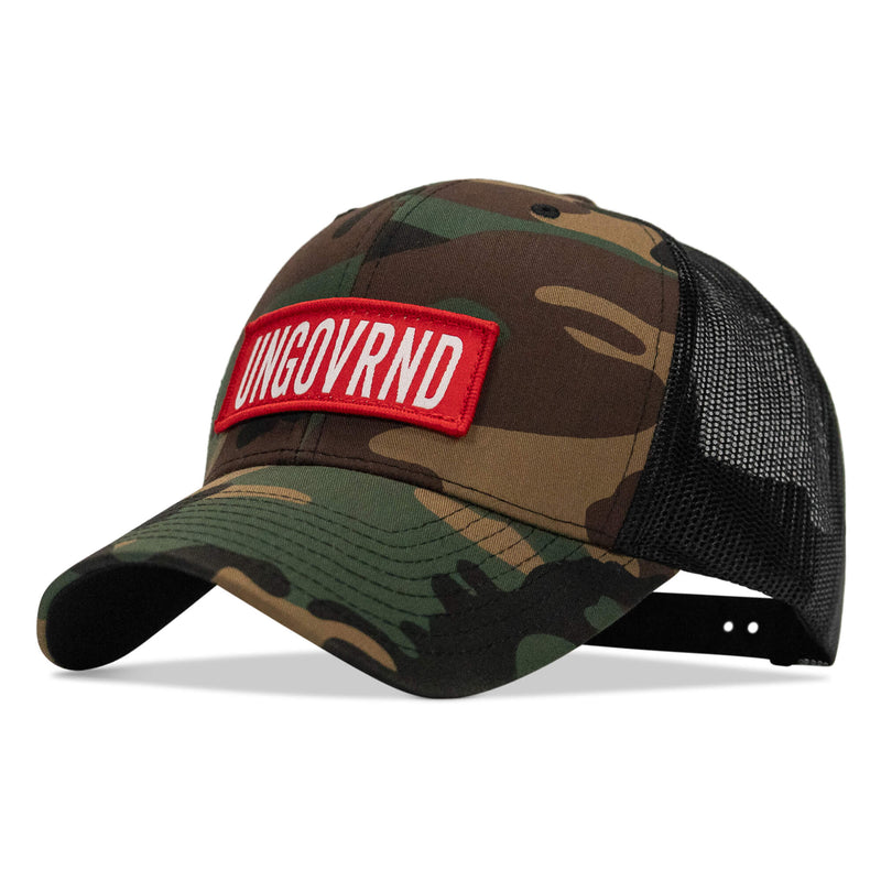 Load image into Gallery viewer, Ungovrnd Red Patch Snapback Hat