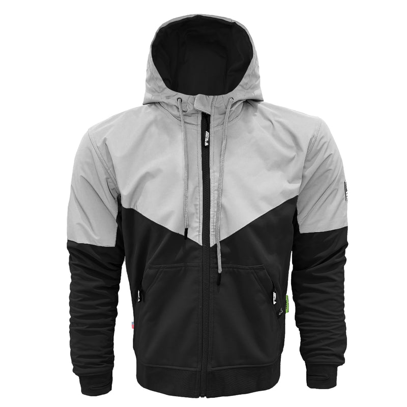 Load image into Gallery viewer, SoftShell Reflective "Alloy Eclipse" Hoodie - Black and Silver