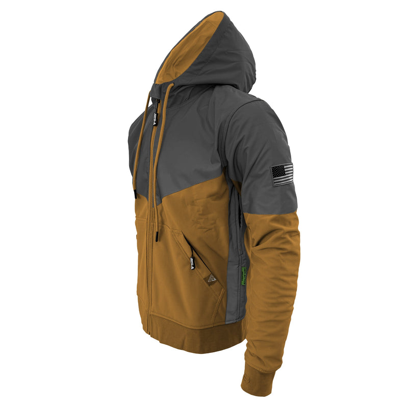 Load image into Gallery viewer, SoftShell Reflective Mustard Nebula Hoodie - with Pads